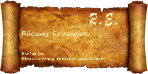 Récsey Erzsébet névjegykártya